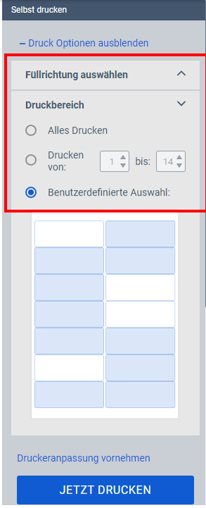 Print Specific Label/Cards